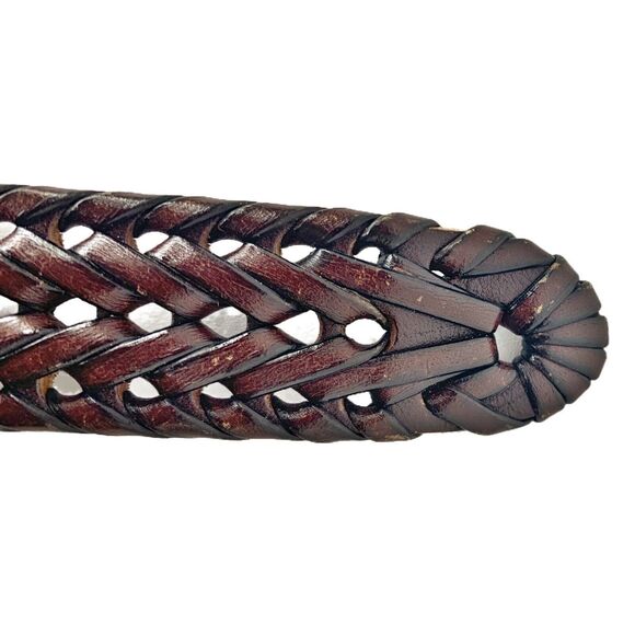 Fossil Braided Leather Brown Belt Size 40 / 100 1.25" W Silver Buckle Hardware - Picture 6 of 8